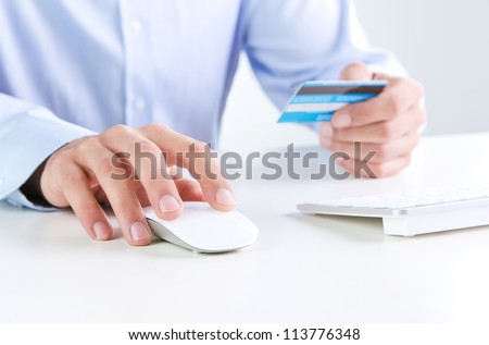 Online payment, close up of human hands shopping on line