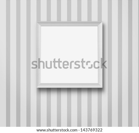 Blank picture frame at the striped wallpaper with copy space and clipping path for the inside