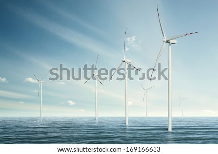 Wind turbines on the ocean