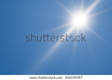 Heat, sun shining at the clear blue sky with copy space