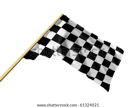 Auto Racing White on Checkered Racing Flag Isolated On White Stock Photo 61324021