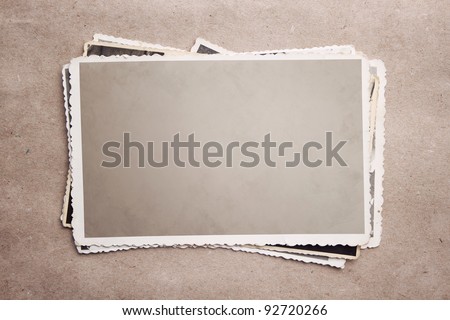 Grunge stack of photos with clipping path
