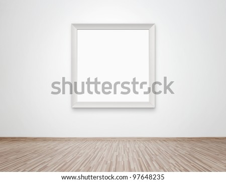Blank Photo Frame At The Wall With Clipping Path For The Inside