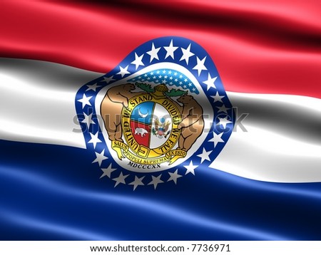 state of missouri flag. generated illustration of the flag of the state of Missouri with silky