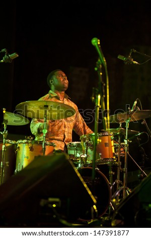 GRANADA, SPAIN - JULY 18:  Kendrick Scott (drum), at the XXVI Jazz Festival on July 18, 2013 in Almunecar, Spain