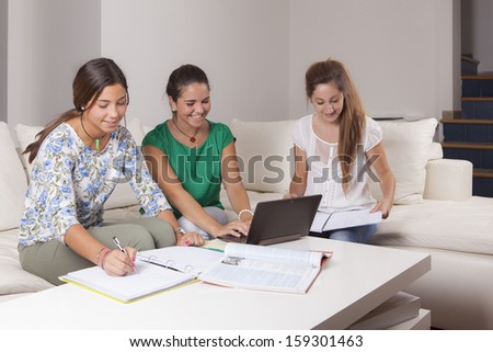 Teenagers doing the study tasks