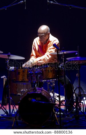 GRENADA, SPAIN - NOVEMBER 12: Roy Haynes and Fountain of Youth Band perform at the XXXII International Jazz Festival on November 12, 2011 in Grenada, Spain.