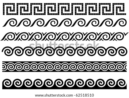 Logo Design Services on Meander And Wave  Ancient Greek Borders  Set Of Ornaments    Stock