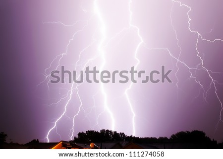 multiple lightning strikes landscape