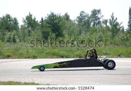 drag race car finishing race at elliot lake airport