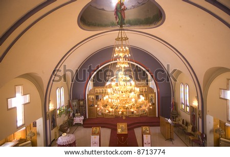 giant chandelier at serbian church