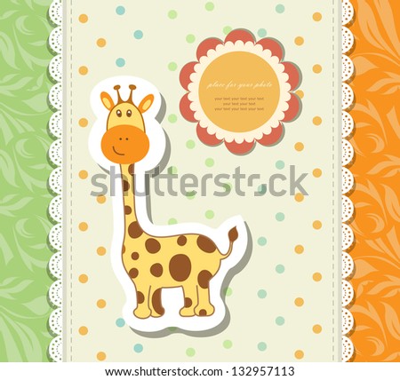 Vintage doodle little giraffe for greeting card vector Vintage doodle little giraffe for greeting card vector