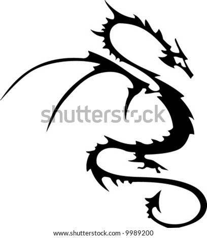 tribal dragon drawing. stock vector : Tribal dragon