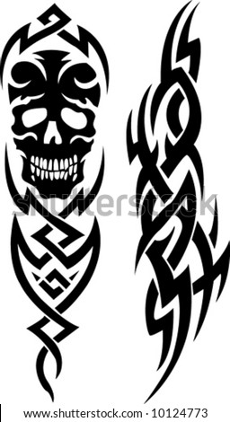 stock vector : Skull tribal tattoo