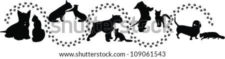 animals cats and dogs traces of the vector