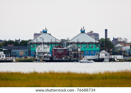 Houses with boat docks in Broad Channel, Queens, New York