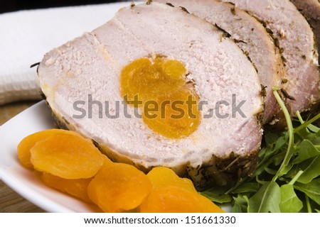 Roasted pork loin with dried apricots
