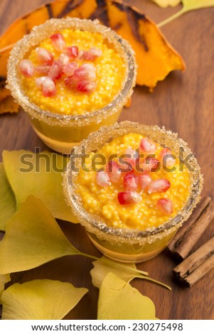 pumpkin pudding with tapioca pearls