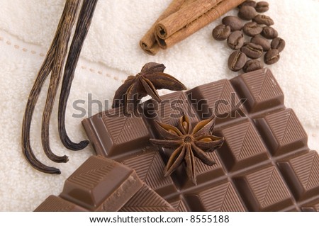 sensuality spa. chocolate, milk and spices - vanilla, cinnamon, anise star and coffe