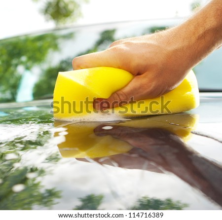 washing the car with hand
