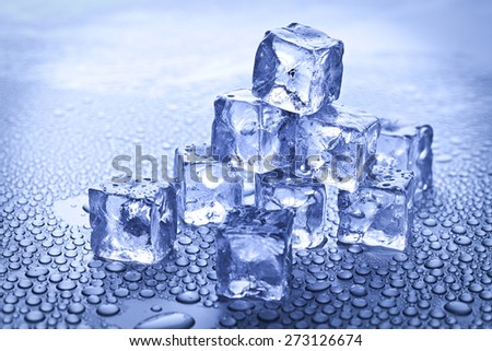 water drops and ice cubes pyramid