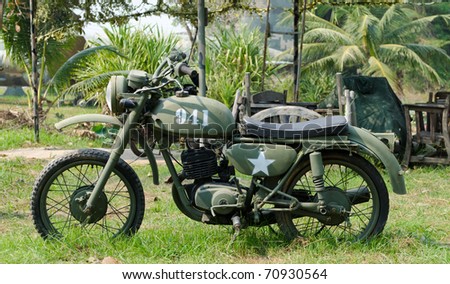 old army motorcycle in Vietnam