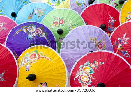 Colorful handmade umbrella\'s Bo Sang village Northern Thailand