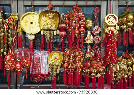 Chinese decorations in Chinatown Bangkok Thailand