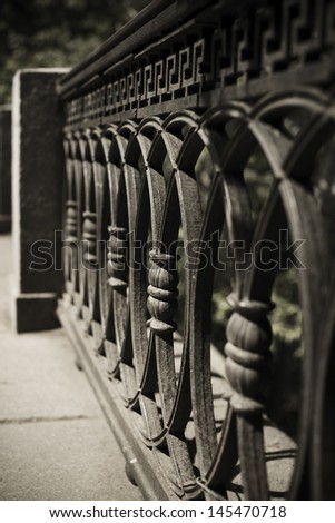 wrought iron fence detail ( selective focus  on center part)