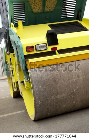 part of road roller , selective focus on nearest part