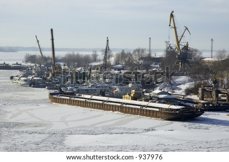 river Volga in winter time