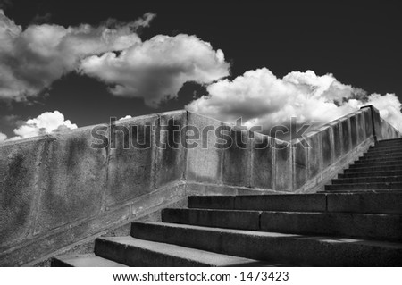 stairs from granite and clouds