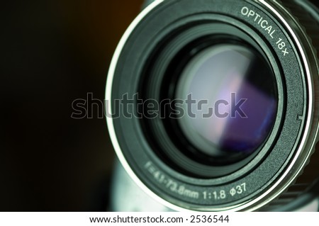 video lens (special photo f/x ,focus point the nearest part of the lens  and space for your text)