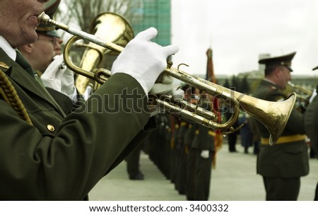 army brass band (special toned photo f/x, focus point on nearest man)