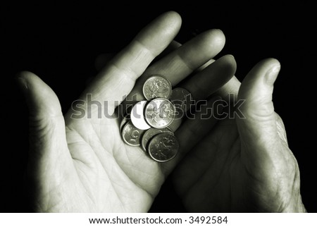 coins (money concept, special black and white photo f/x, focus point on money (selective))
