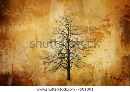 grunge paper texture with tree (special f/x,all art elements and prints made by me  )