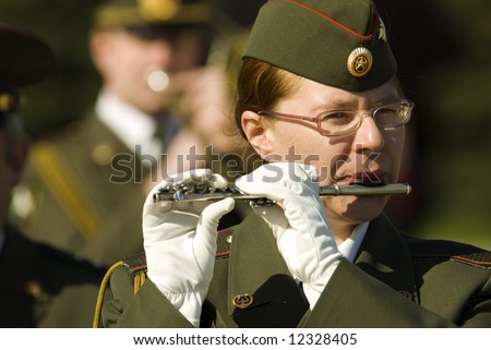 army brass band on 9 may ,Victory Day in Russia(selective focus)