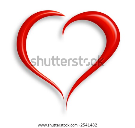 stock photo : Stylized valentine heart made from two swashes and isolated on 