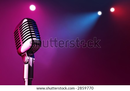 50s mic over stage light background.