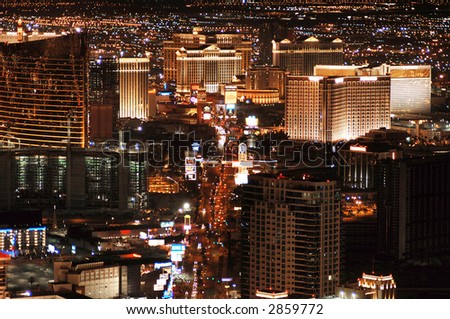 Las Vegas Skyline looking down the Strip at night