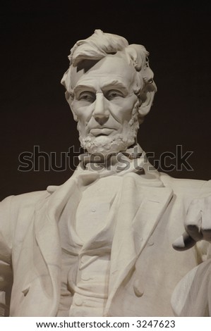 Close-up of the Abraham Lincoln statue in the Lincoln Memorial, Washington DC