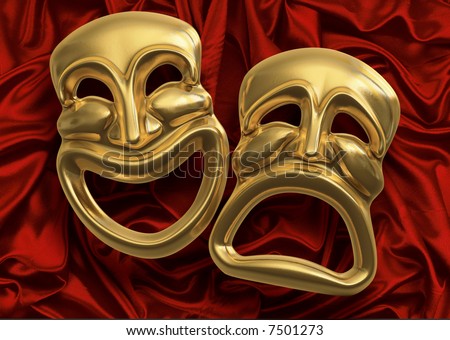 theatre mask clipart. theater masks against red