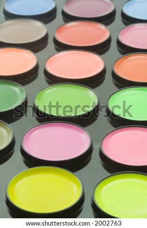 Closeup of a palette of watercolor paints