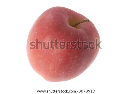 Whole Japanese Mutsu apple isolated on white background