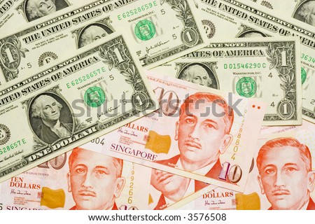 Mixture of US and Singapore currency notes