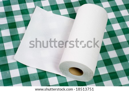 Roll of paper towel on tabletop
