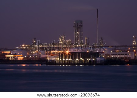 Chemical Factory at the Waterside at Night