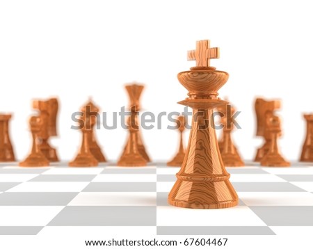 The king chess piece in-focus