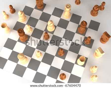 A played out set of chess