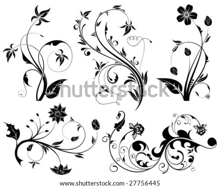 stock vector : Big Collection Beautiful Flowers, element for design, 